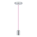 Napájecí kabel 1xE27/60W/230V světle růžová/lesklý chrom