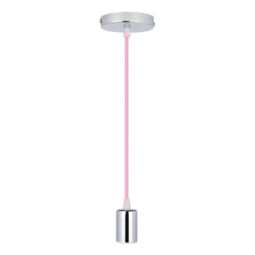 Napájecí kabel 1xE27/60W/230V světle růžová/lesklý chrom