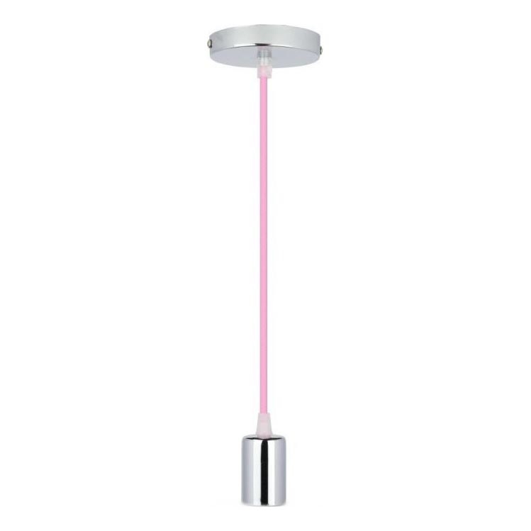 Napájecí kabel 1xE27/60W/230V světle růžová/lesklý chrom