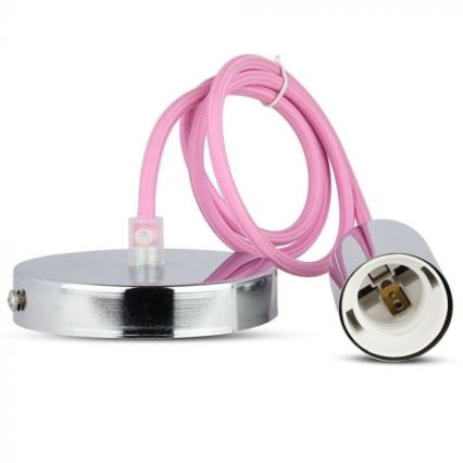 Napájecí kabel 1xE27/60W/230V světle růžová/lesklý chrom