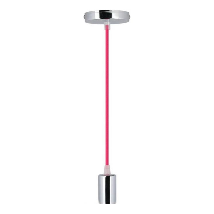 Napájecí kabel 1xE27/60W/230V tmavě růžová/lesklý chrom