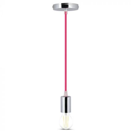 Napájecí kabel 1xE27/60W/230V tmavě růžová/lesklý chrom