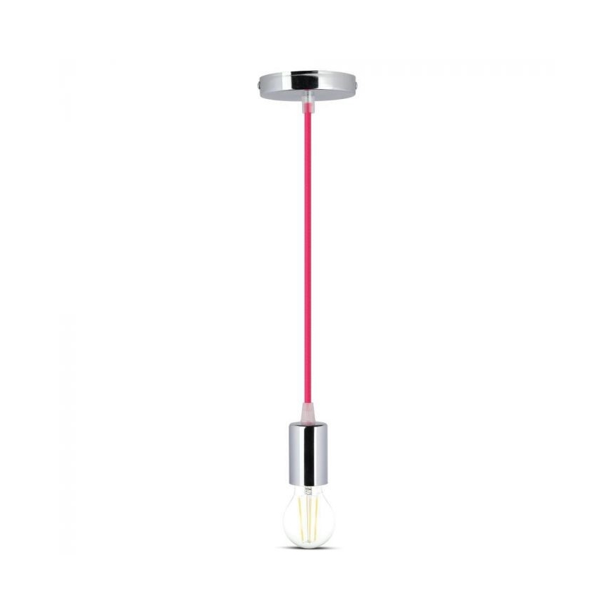 Napájecí kabel 1xE27/60W/230V tmavě růžová/lesklý chrom