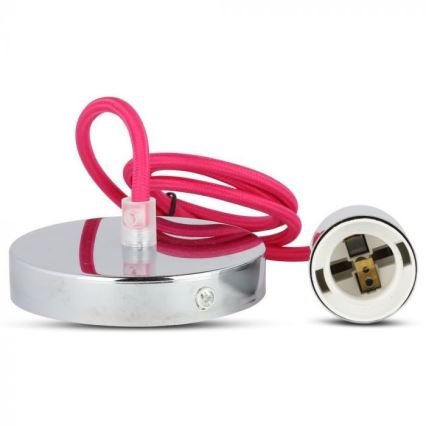 Napájecí kabel 1xE27/60W/230V tmavě růžová/lesklý chrom
