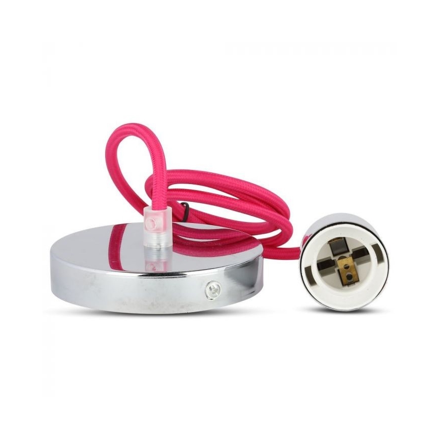 Napájecí kabel 1xE27/60W/230V tmavě růžová/lesklý chrom