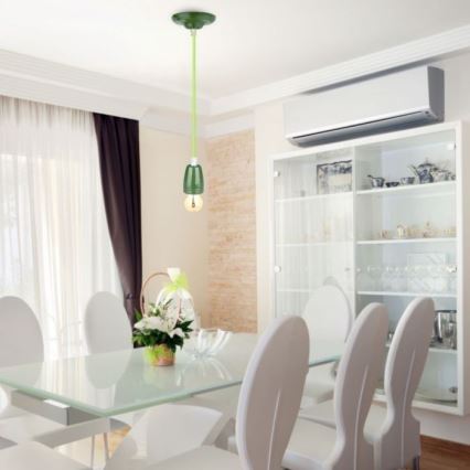 Napájecí kabel 1xE27/60W/230V zelená/porcelán