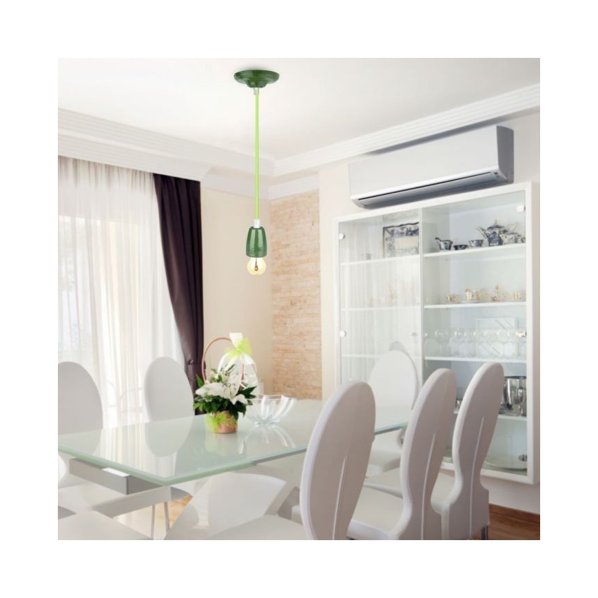 Napájecí kabel 1xE27/60W/230V zelená/porcelán
