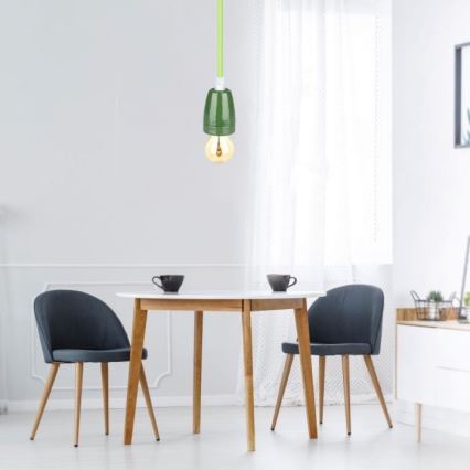 Napájecí kabel 1xE27/60W/230V zelená/porcelán