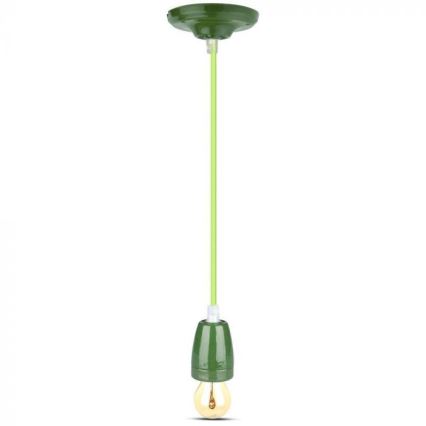 Napájecí kabel 1xE27/60W/230V zelená/porcelán