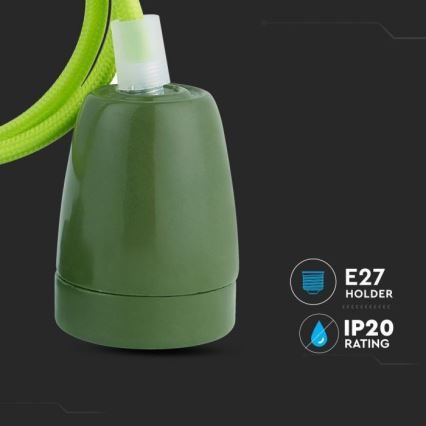 Napájecí kabel 1xE27/60W/230V zelená/porcelán