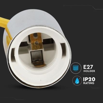 Napájecí kabel 1xE27/60W/230V žlutá/lesklý chrom