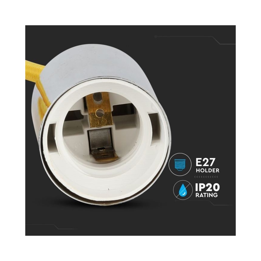 Napájecí kabel 1xE27/60W/230V žlutá/lesklý chrom