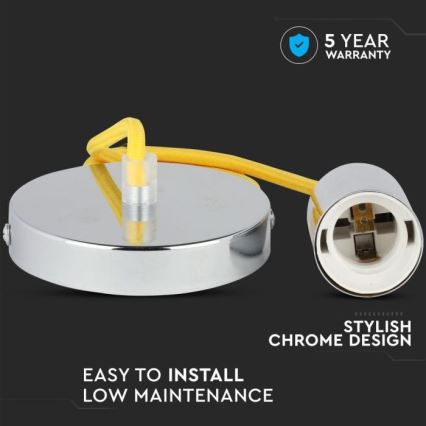 Napájecí kabel 1xE27/60W/230V žlutá/lesklý chrom