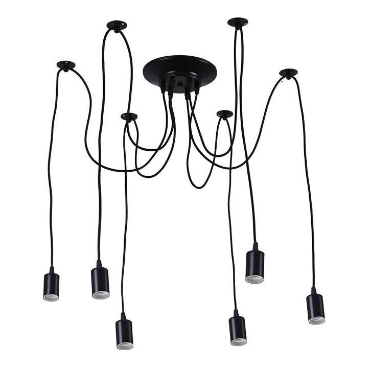 Napájecí kabel 6xE27/60W/230V pavouk černá