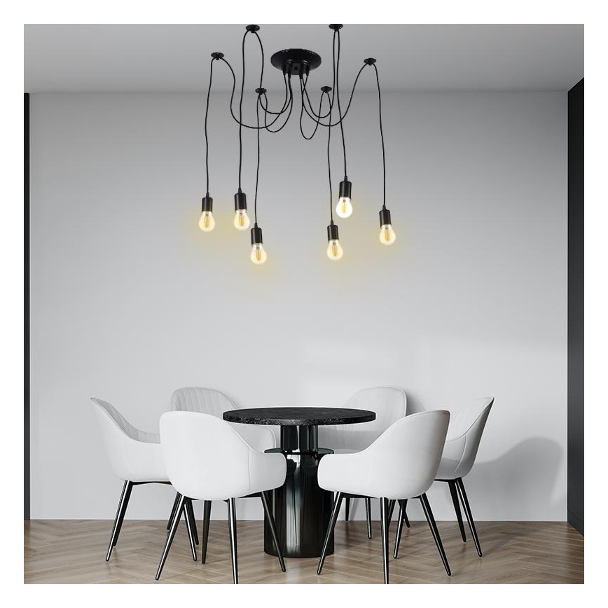 Napájecí kabel 6xE27/60W/230V pavouk černá