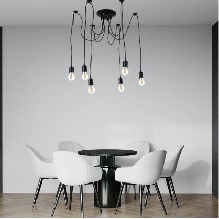 Napájecí kabel 6xE27/60W/230V pavouk černá