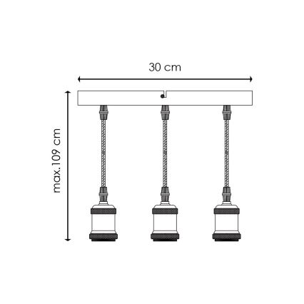 Napájecí kabel VINTAGE 3xE27/60W/230V mosaz