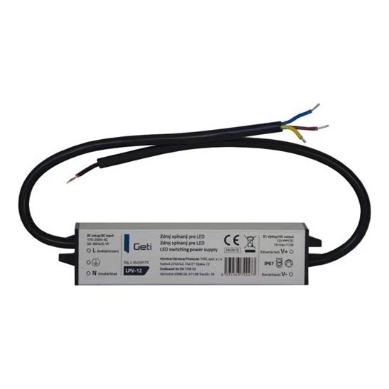 Napájecí zdroj spínaný pro LED pásky 12W/12V IP67