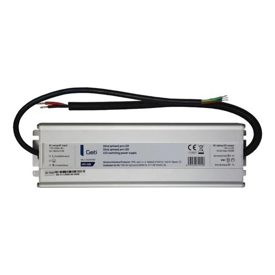 Napájecí zdroj spínaný pro LED pásky 200W/12V IP67