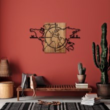 Nástěnná dekorace 119x70 cm mapa dřevo/kov
