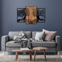 Nástěnná dekorace 125x79 cm stromy života dřevo/kov