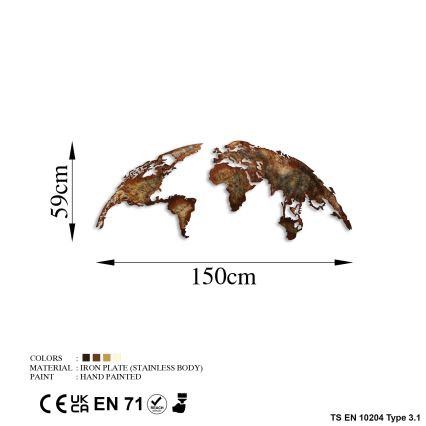 Nástěnná dekorace 2 ks 150x59 planeta kov