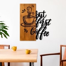 Nástěnná dekorace 50x58 cm káva dřevo/kov