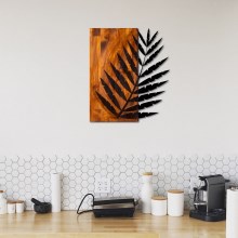 Nástěnná dekorace 58x50 cm list dřevo/kov