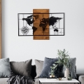 Nástěnná dekorace 58x85 cm mapa dřevo/kov