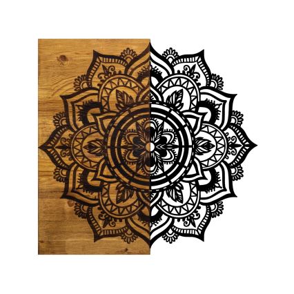 Nástěnná dekorace 59x58 cm mandala dřevo/kov