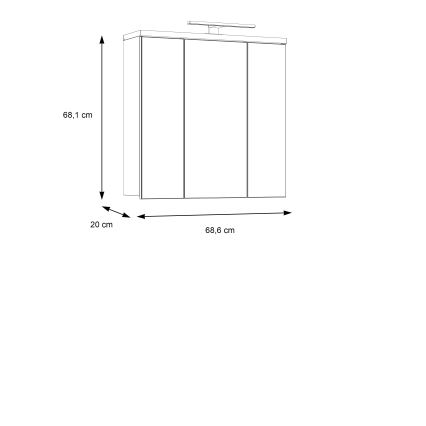 Nástěnná koupelnová skříňka se zrcadlem VENOM antracit/hnědá