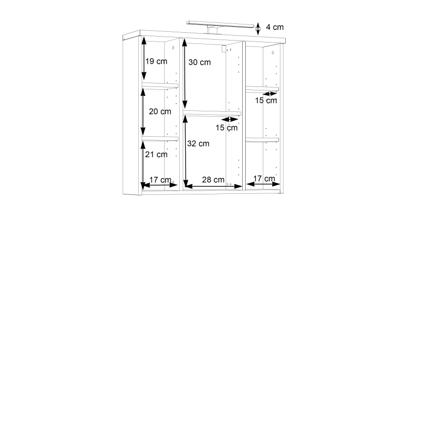 Nástěnná koupelnová skříňka se zrcadlem VENOM antracit/hnědá