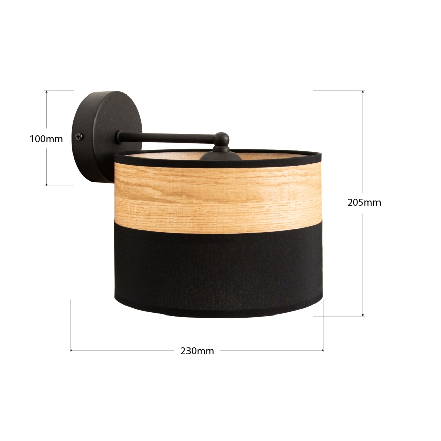 Nástěnná lampa ALBA 1xE27/15W/230V černá/hnědá