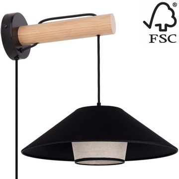 Nástěnná lampa AMIGO 1xE27/25W/230V dub – FSC certifikováno