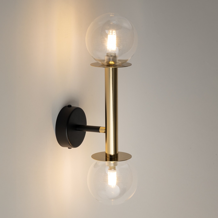 Nástěnná lampa DAISY 2xG9/12W/230V zlatá/černá/čirá