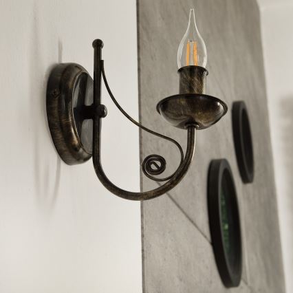 Nástěnná lampa DONATO 1xE14x40W/230V patina