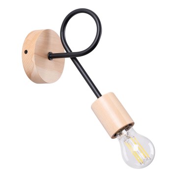 Nástěnná lampa EMBER 1xE27/15W/230V černá/béžová/buk