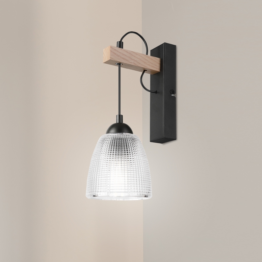 Nástěnná lampa LEANDRA 1xE27/15W/230V dub/černá