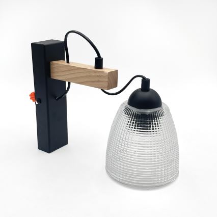 Nástěnná lampa LEANDRA 1xE27/15W/230V dub/černá