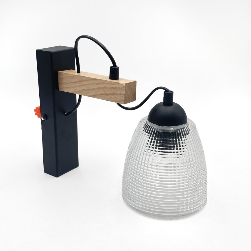 Nástěnná lampa LEANDRA 1xE27/15W/230V dub/černá