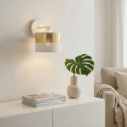 Nástěnná lampa LUX 1xE27/15W/230V bílá/zlatá