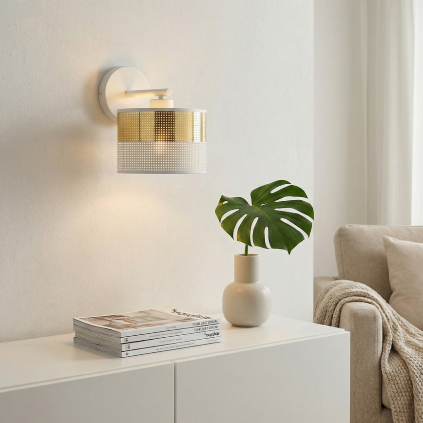 Nástěnná lampa LUX 1xE27/15W/230V bílá/zlatá