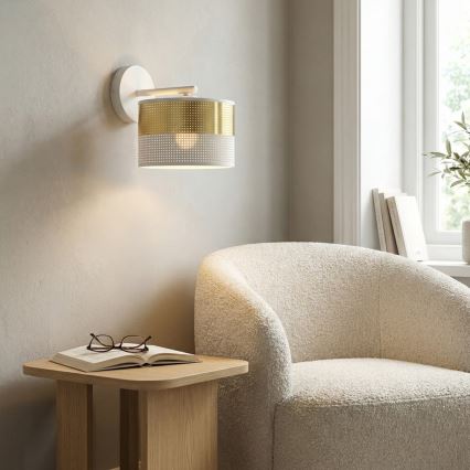 Nástěnná lampa LUX 1xE27/15W/230V bílá/zlatá