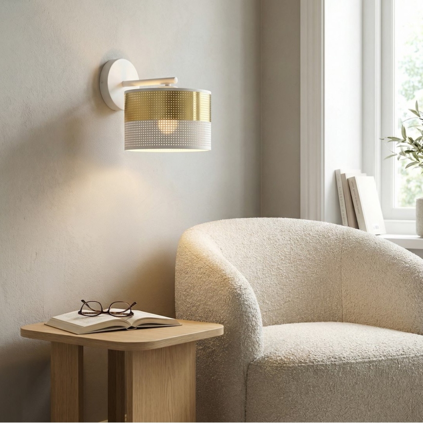 Nástěnná lampa LUX 1xE27/15W/230V bílá/zlatá