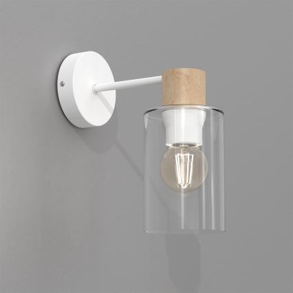 Nástěnná lampa MADERA 1xE27/60W/230V bílá/dřevo