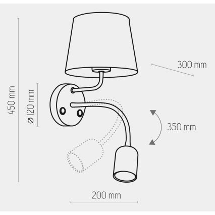 Nástěnná lampa MAJA 1xE27/15W/230V + 1xGU10/10W/230V černá