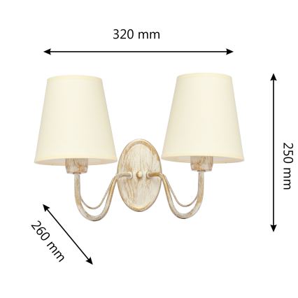 Nástěnná lampa MALBO 2xE27/15W/230V béžová