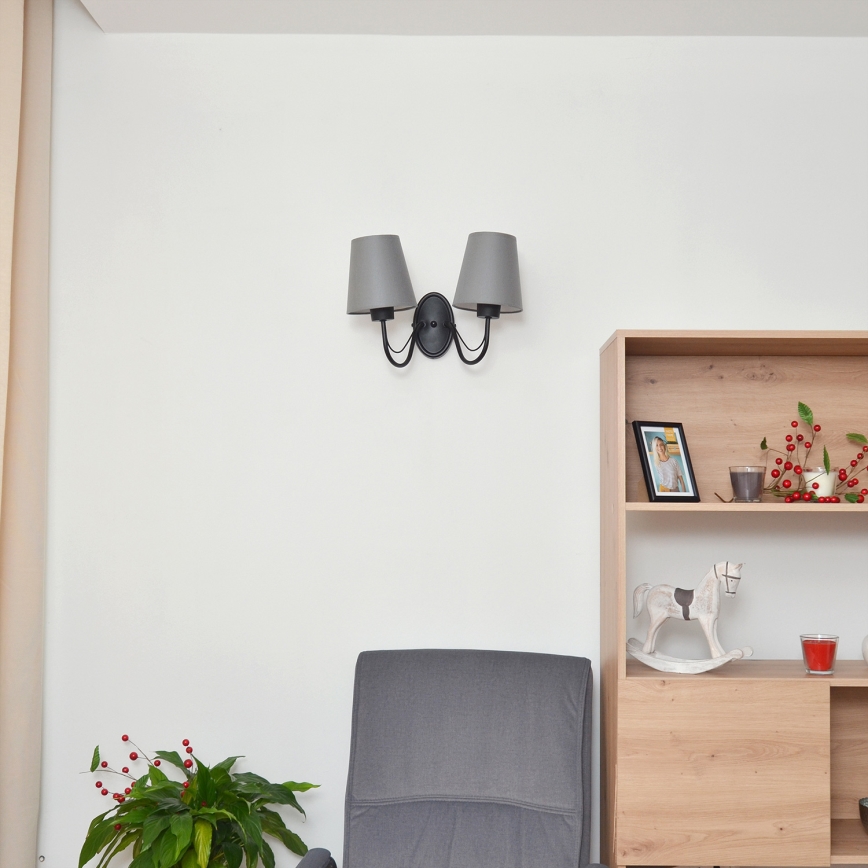 Nástěnná lampa MALBO 2xE27/15W/230V šedá/černá
