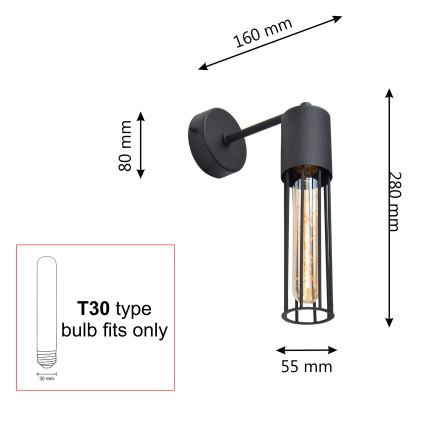 Nástěnná lampa MELODY 1xE27/15W/230V černá