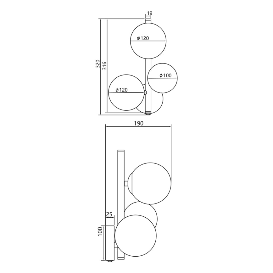 Nástěnná lampa MILA 3xG9/9W/230V černá/šedá